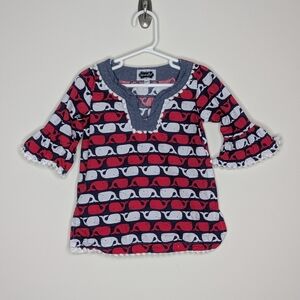 Mud Pie Whale Patriotic Swim Cover Up 2T